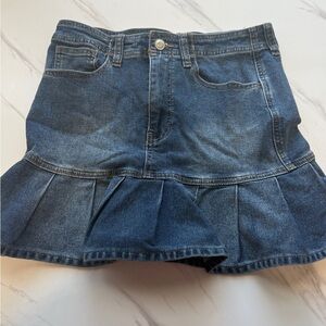 Ruffle Denim Skirt